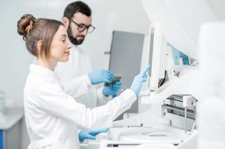 Two scientists at the computer