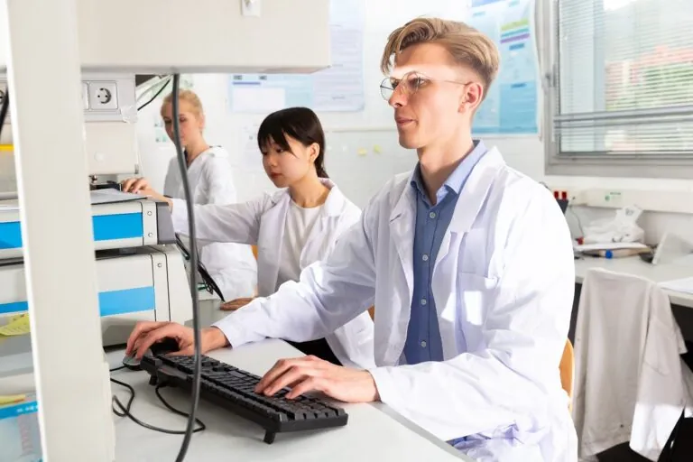 male scientist engaged in research in laboratory