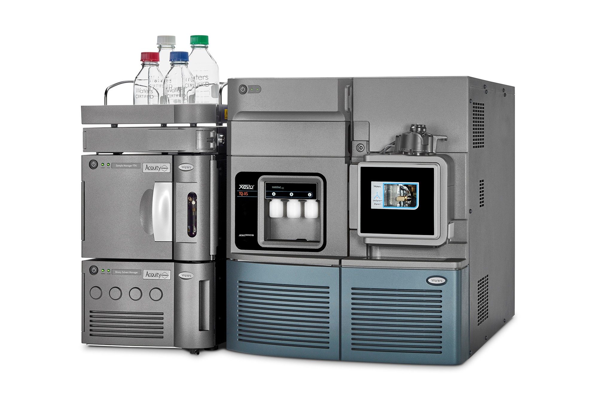 ACQUITY Premier System BSM FTN CH-A Xevo TQ-XS UniSpray Tray Bottles Angled