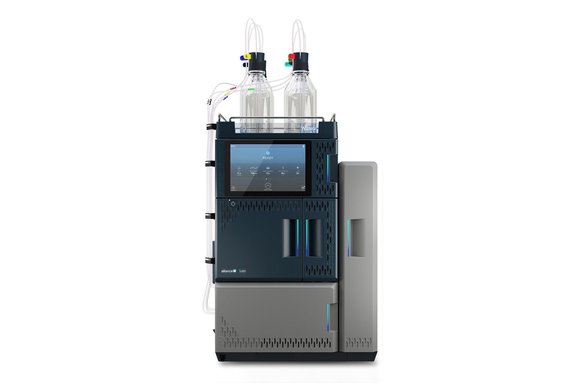 Alliance iS HPLC System with bottles connected.