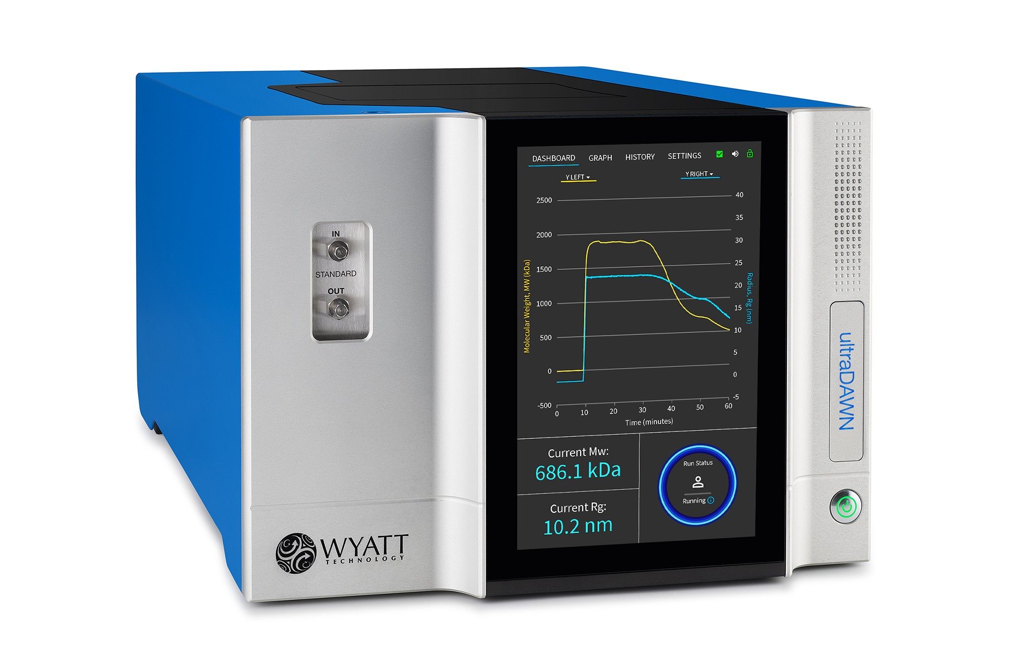 The ULtraDAWN™ - Real-Time multi-angle light scattering (MALS) instrument, is designed for in-line or on-line monitoring of key attributes of macromolecules and nanoparticles such as proteins, biopolymers, gene vectors and nanodrug-delivery vehicles. It provides molar mass, size, particle concentration and payload and its data may be fed back to the process controller via OPC-UA. 