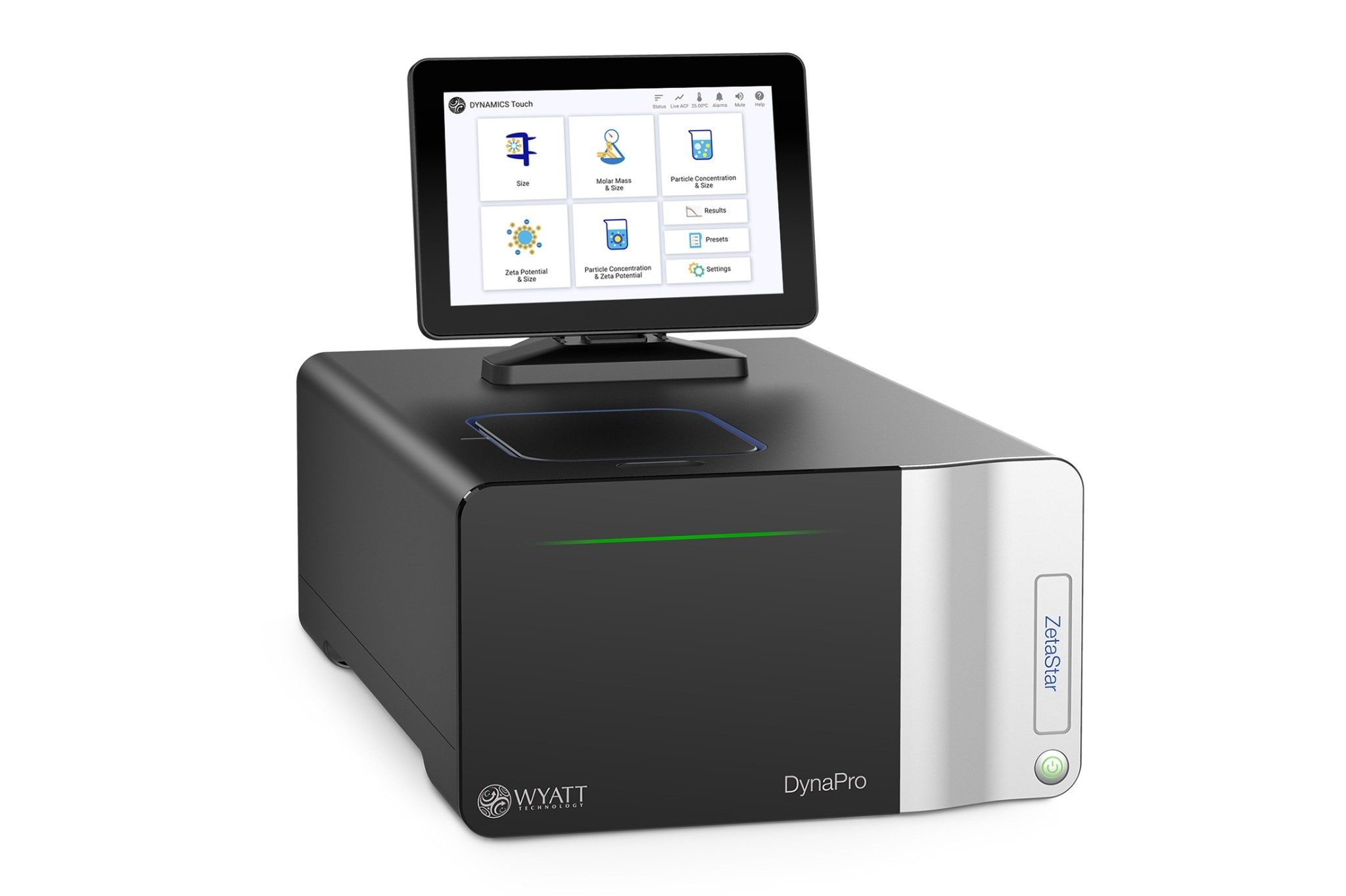 The Zetastar instrument performs simultaneous dynamic and static light scattering or dynamic and electrophoretic light scattering (DLS/SLS/ELS) measurements all within one platform. This instrument provide size, polydispersity, zeta potential, charge, particle concentration, molar mass or turbidity for analytes ranging from proteins to nanoparticles ro polymers. It can be fully automated with an ArcTM HPLC