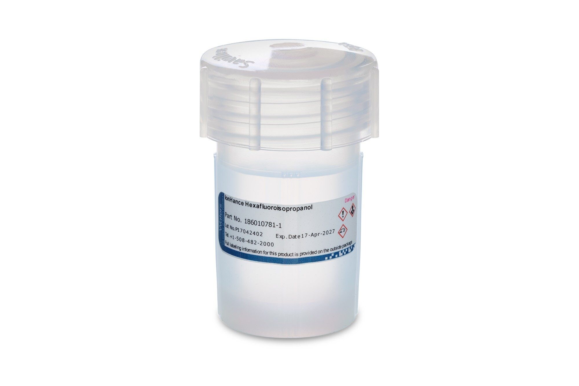 IonHance HFIP (PN 186010781) is a LC-MS grade reagent for high quality oligonucleotide analysis.