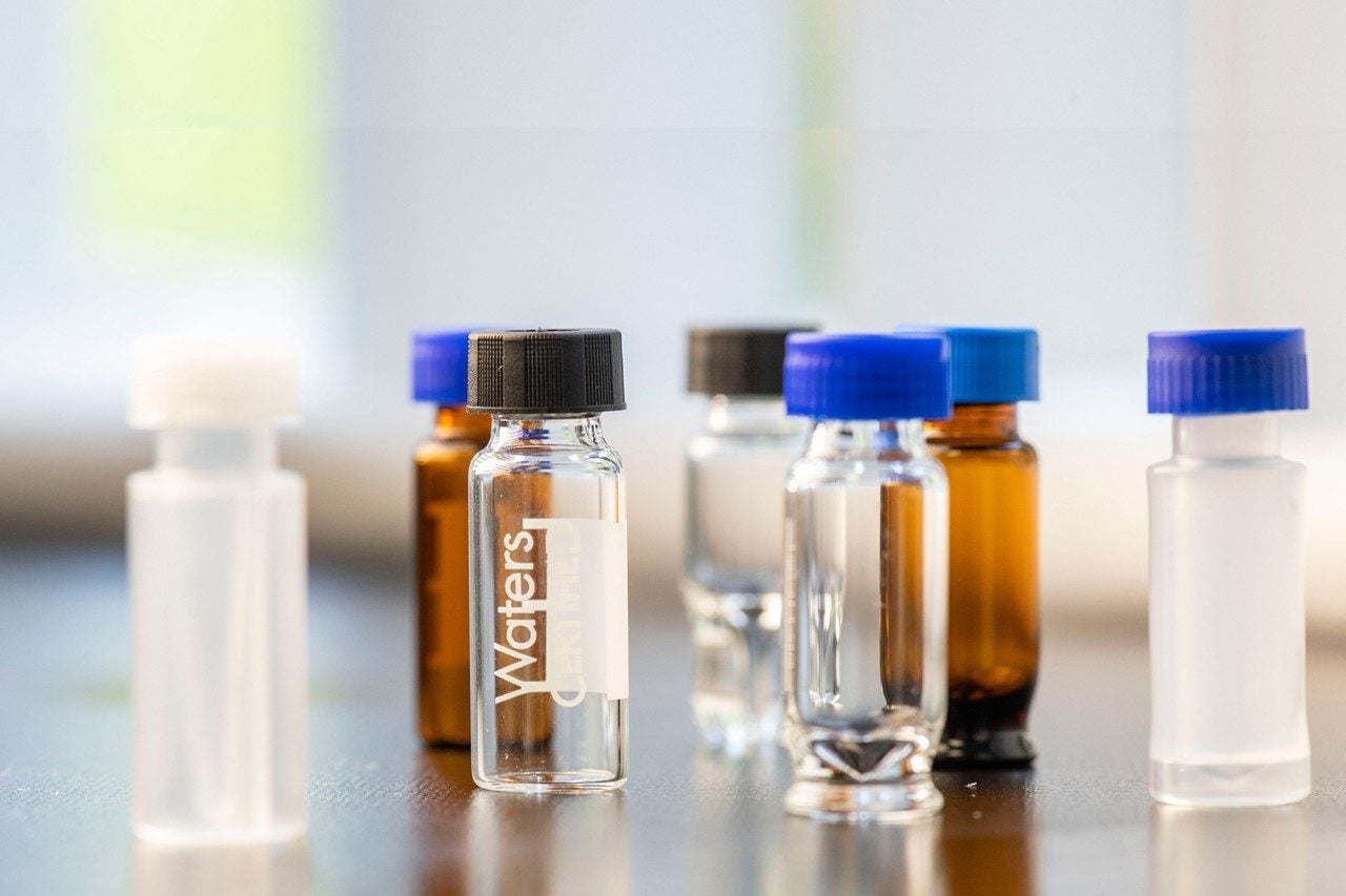 Waters Certified Vials group on bench top
