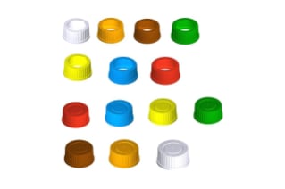 7 Multi-coloured, Open and Closed Caps