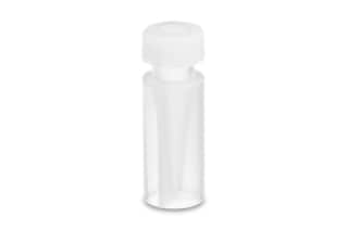Polypropylene 12 x 32 mm Screw Neck Vial, with Polyethylene Septumless Cap, 300 µL Volume, 100/pk