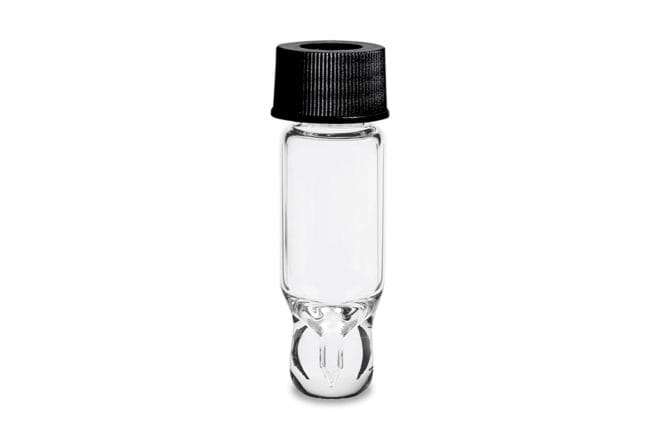 LCGC Certified Clear Glass 15 x 45 mm Screw Neck Total Recovery Vial, with Cap and Preslit PTFE/Silicone Septum, 3 mL Volume, 100/pk