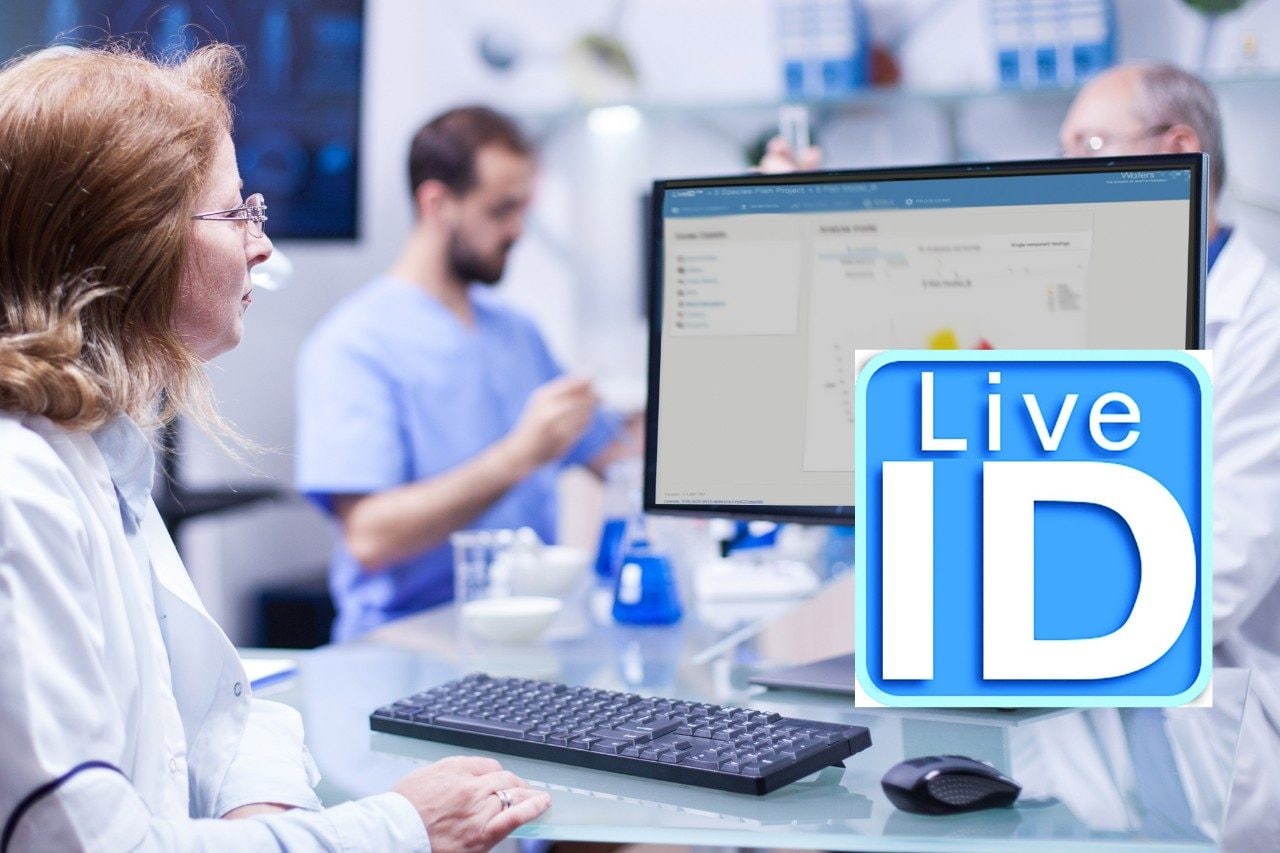 Scientist at computer using Live ID
