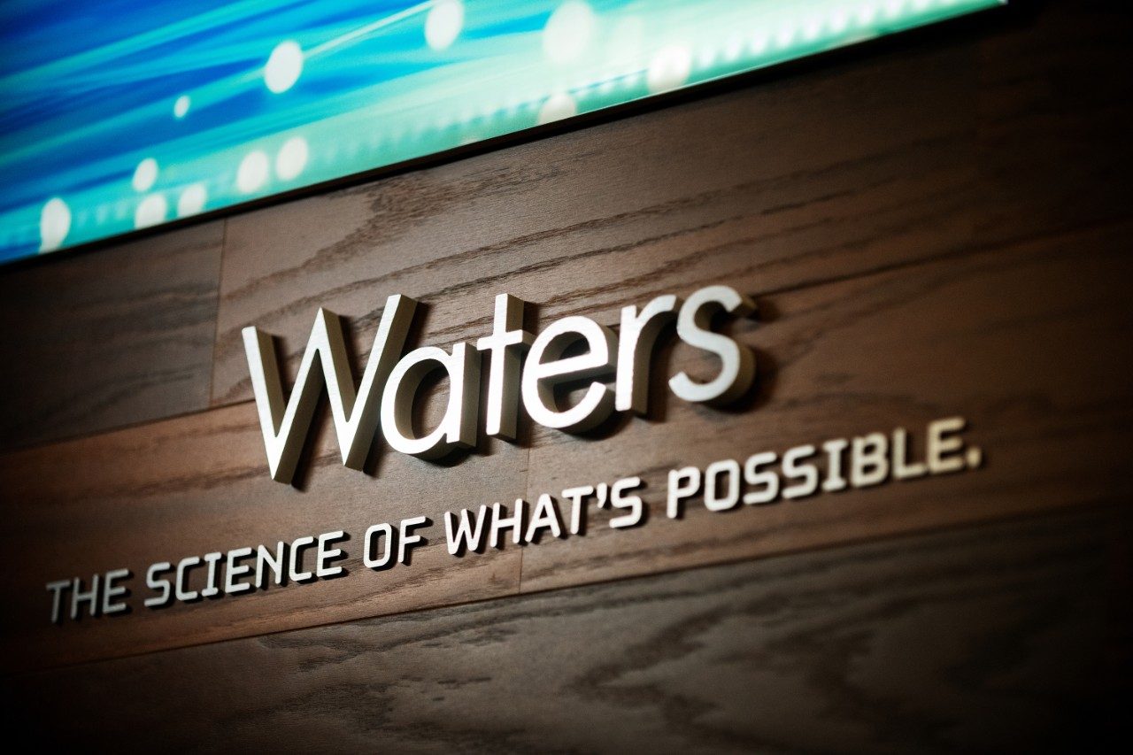 Waters logo on wall closeup