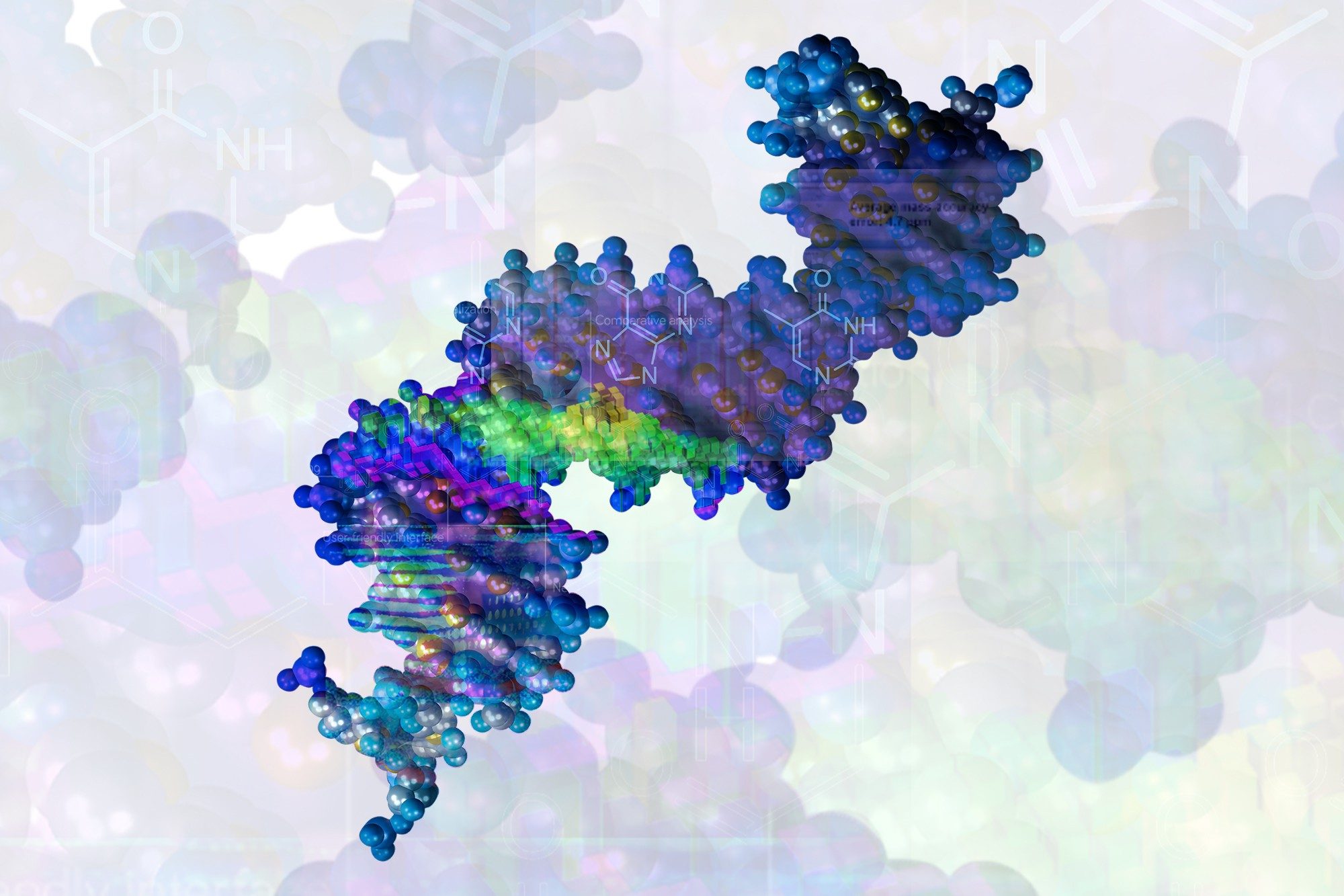 Colorful 3D rendering of an oligonucleotide