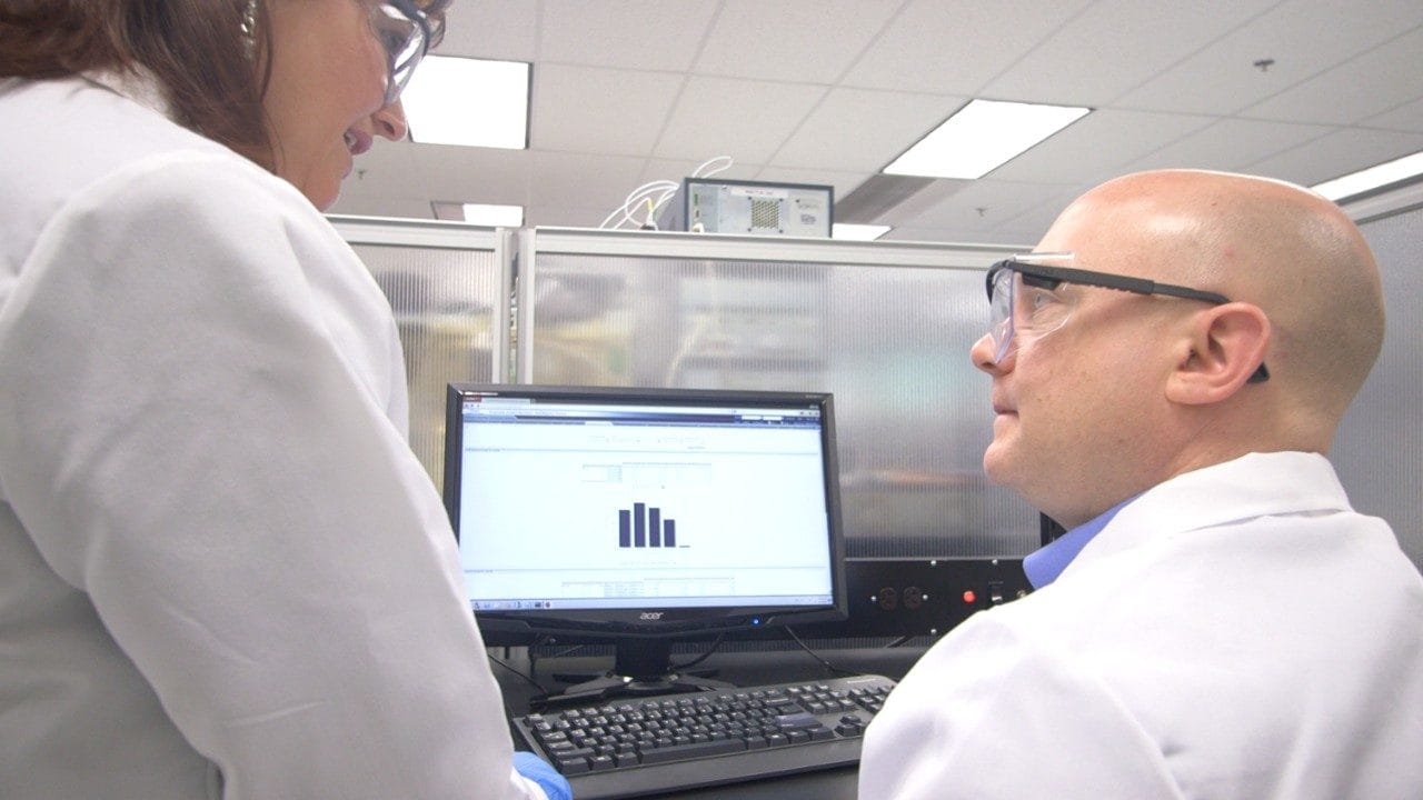 Waters lab ACQUITY UPLC I-Class System with scientists