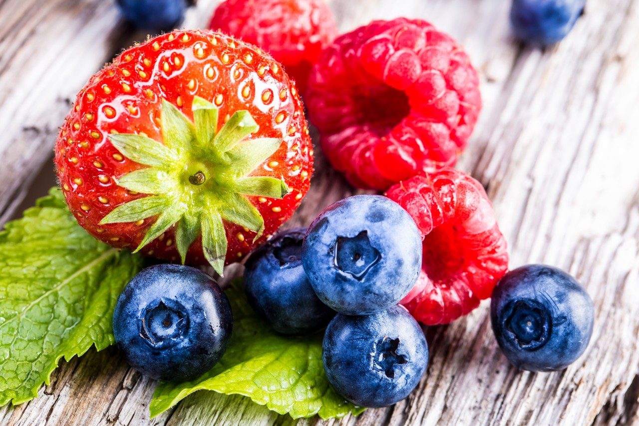 Berries on wooden table