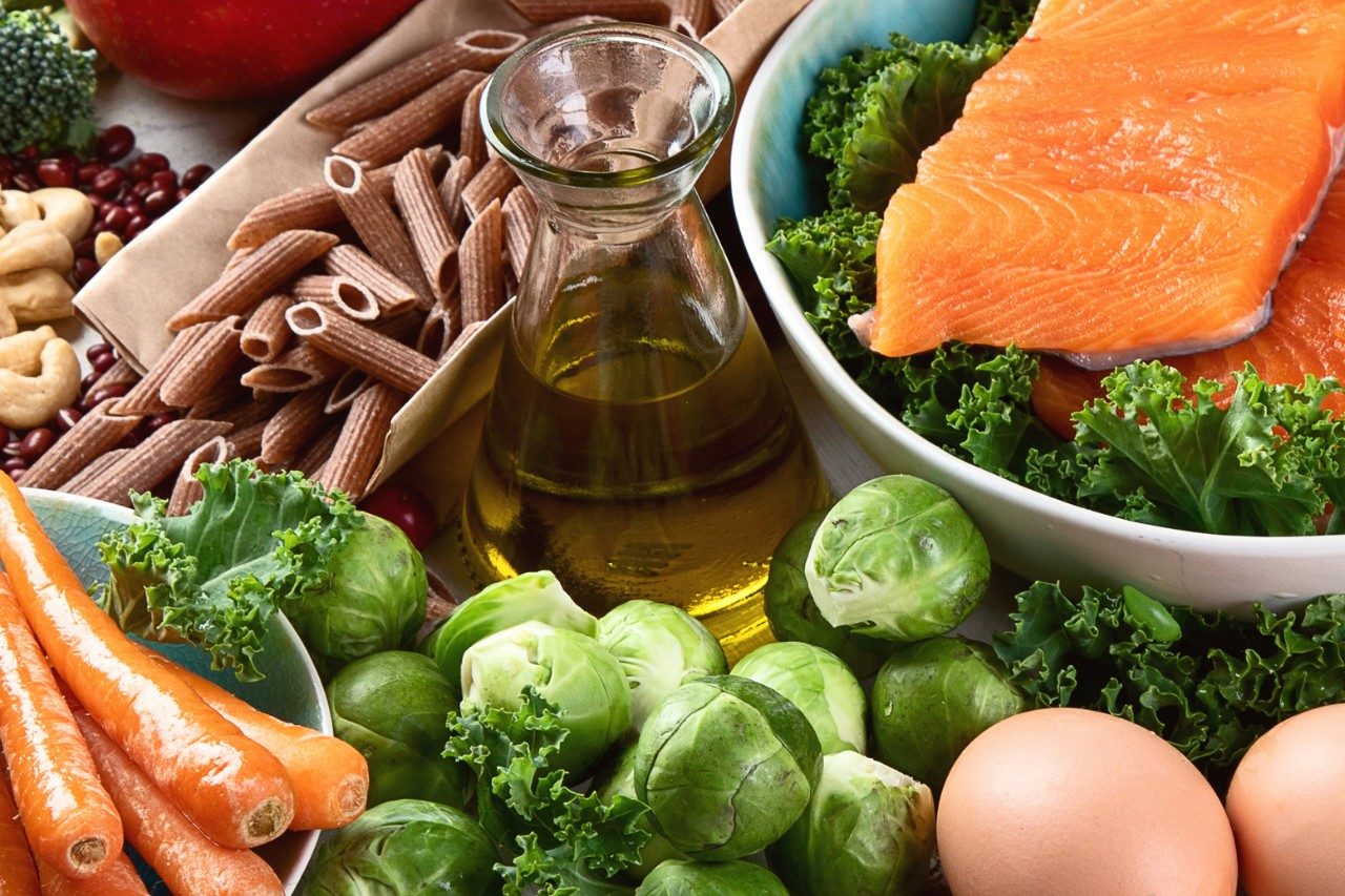 Healthy food with dietary fiber, antioxidants, minerals and vitamins