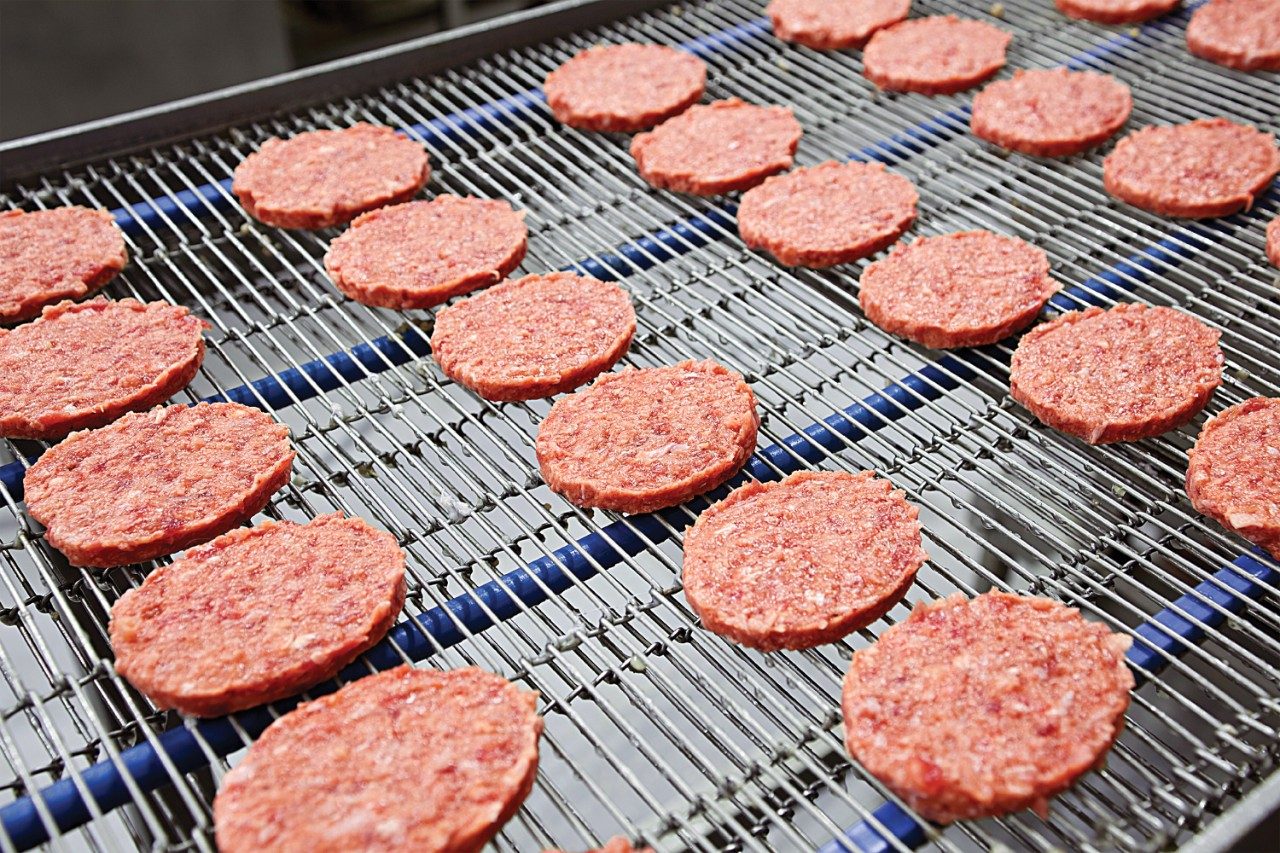 Hamburger meat on grill
