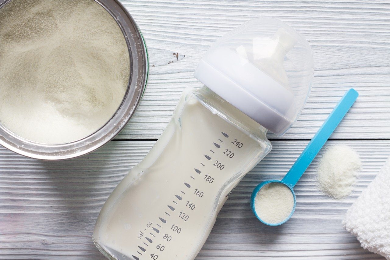 Infant formula on counter