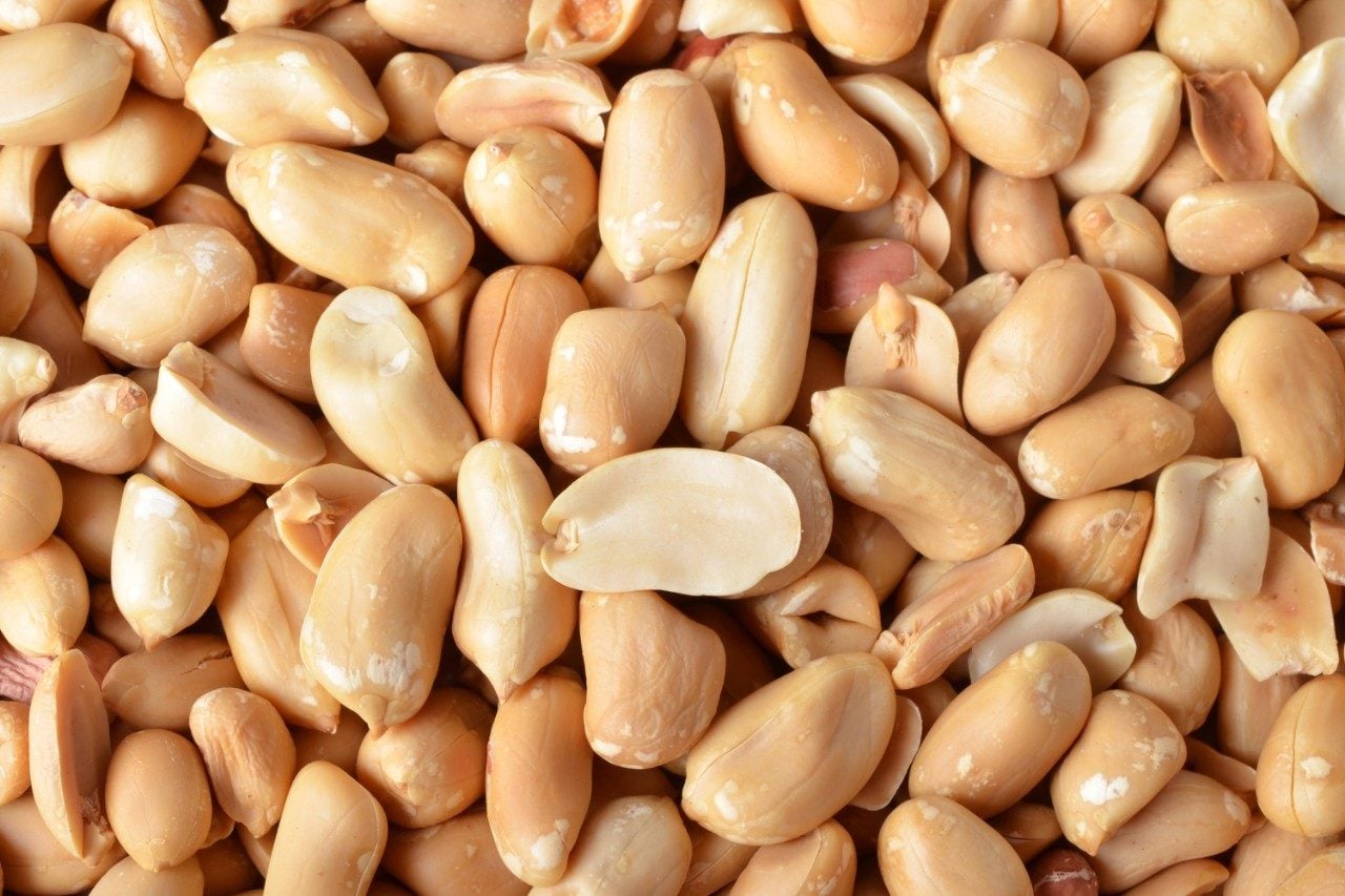 Closeup of raw peanuts