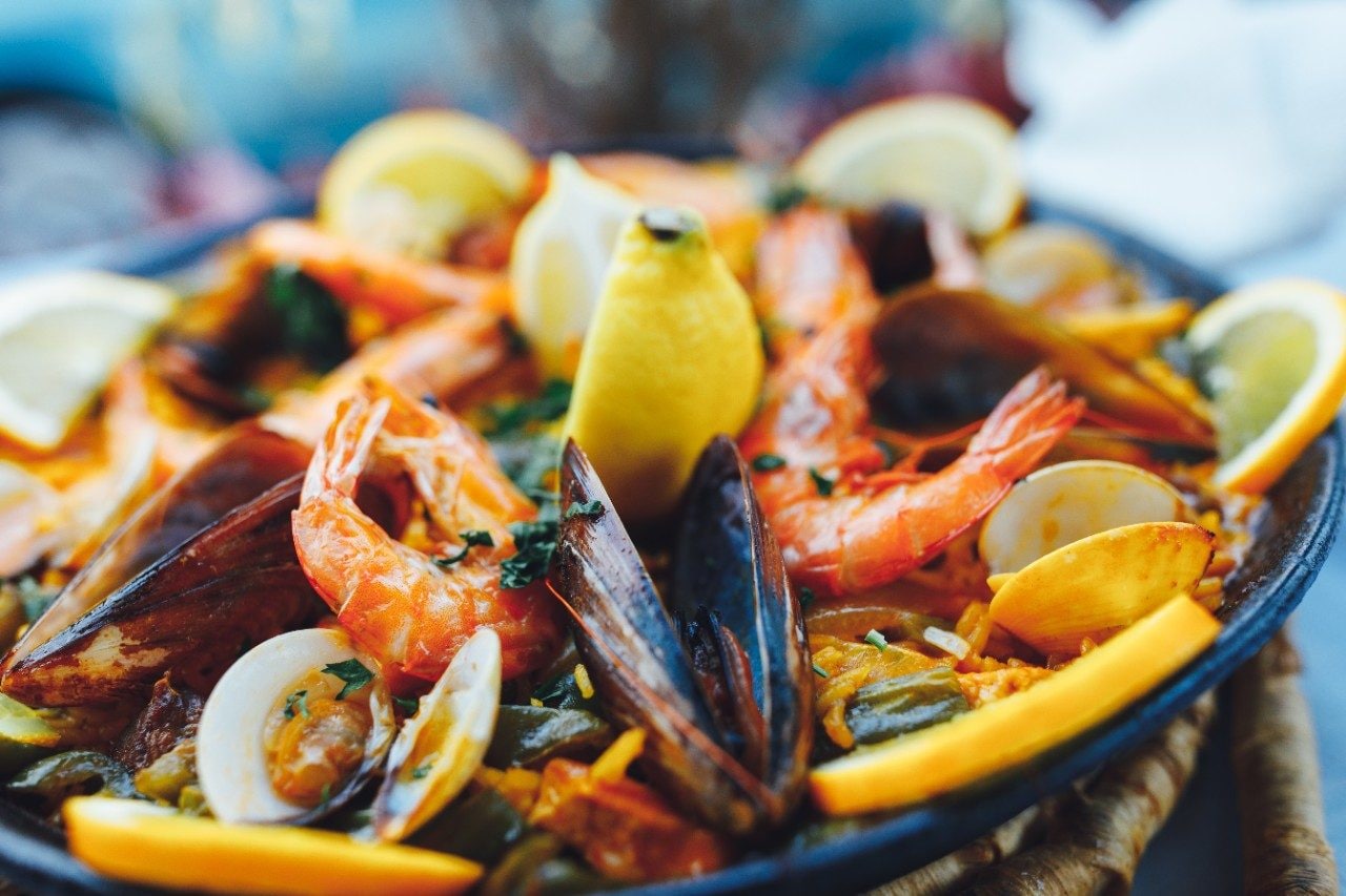 Spanish seafood paella