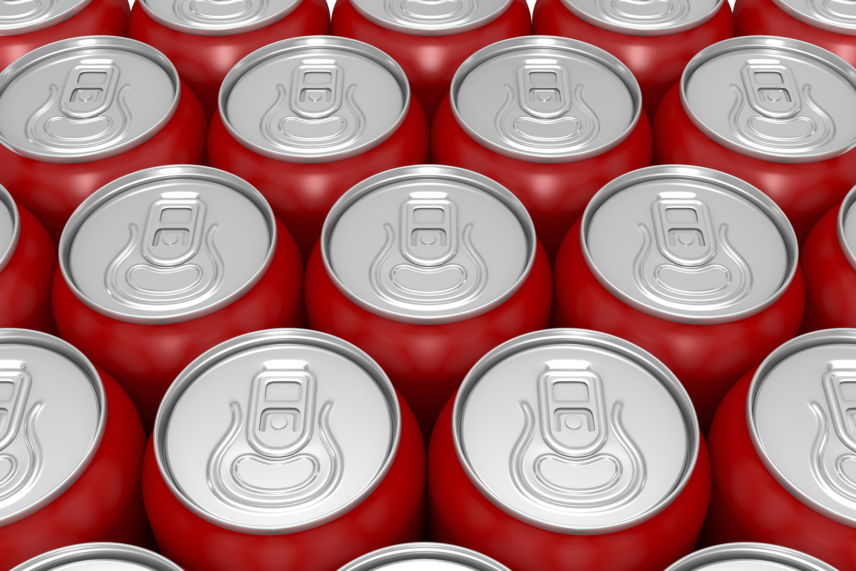 Rows of soda or beer cans