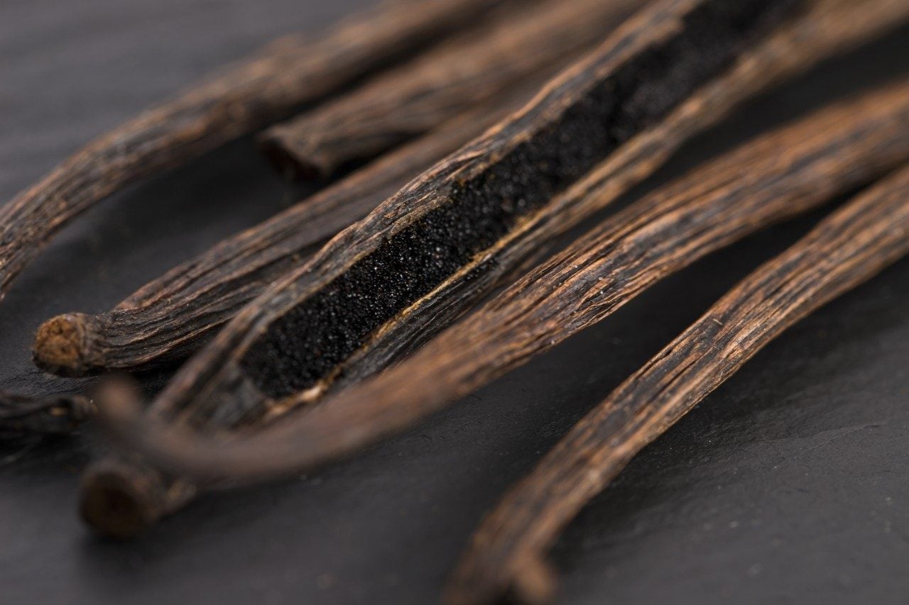 Vanilla pods on table