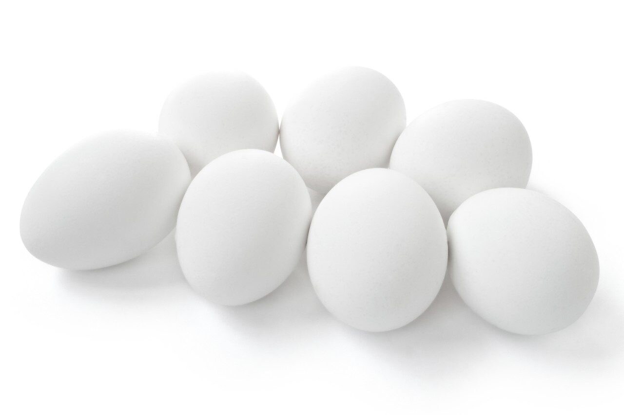 Set of eggs isolated on the white background
