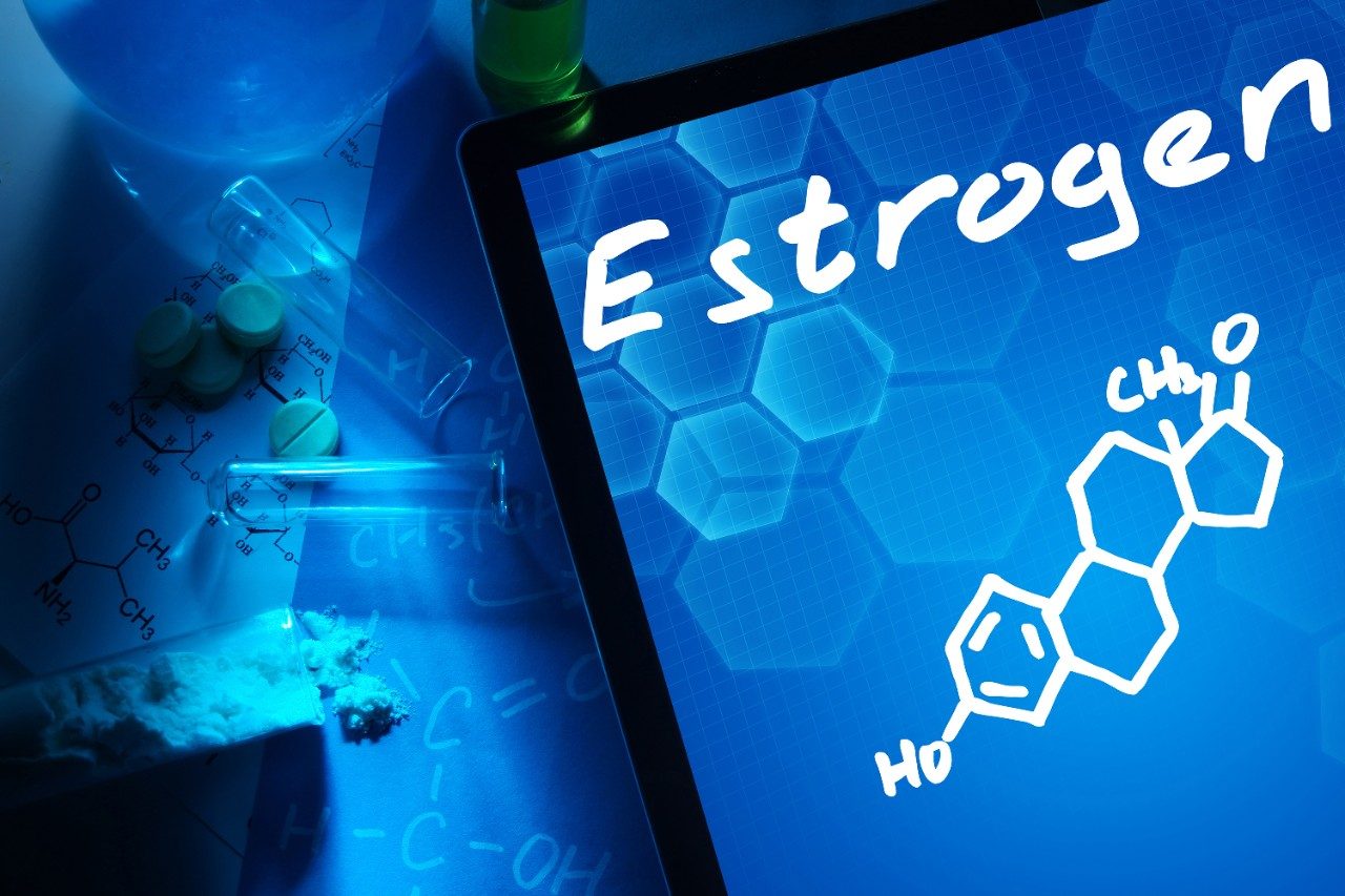 Tablet with the chemical formula of estrogen.