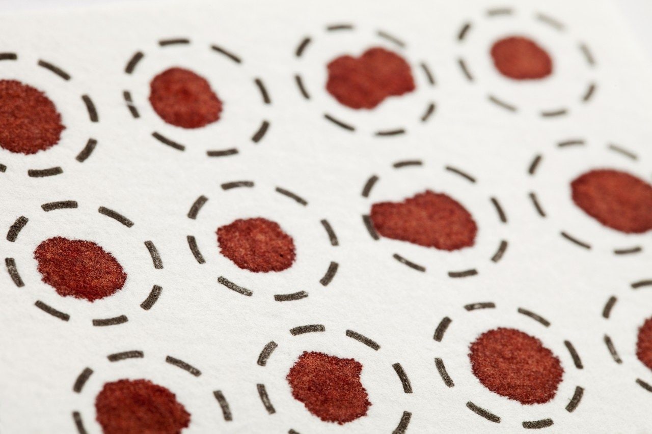 Blood spot self test on filter