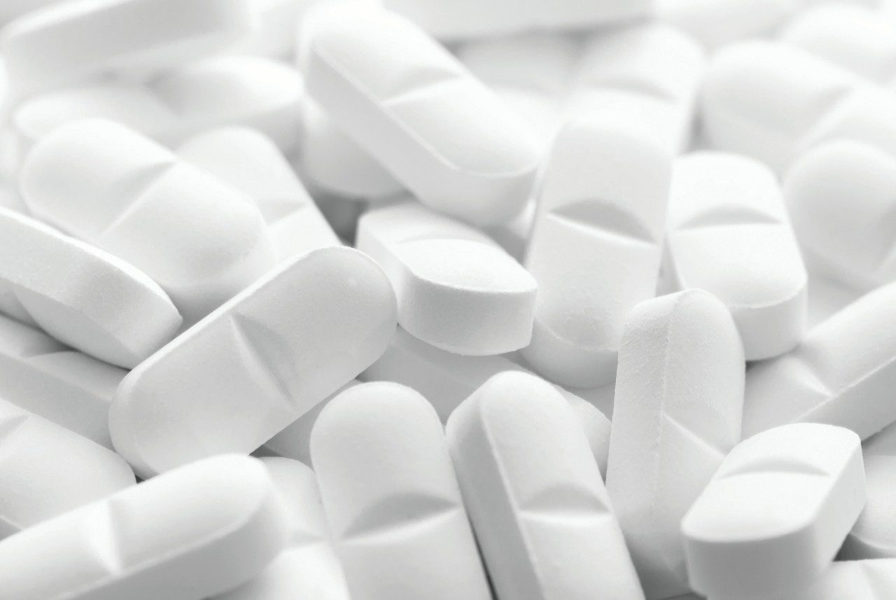 White pills closeup