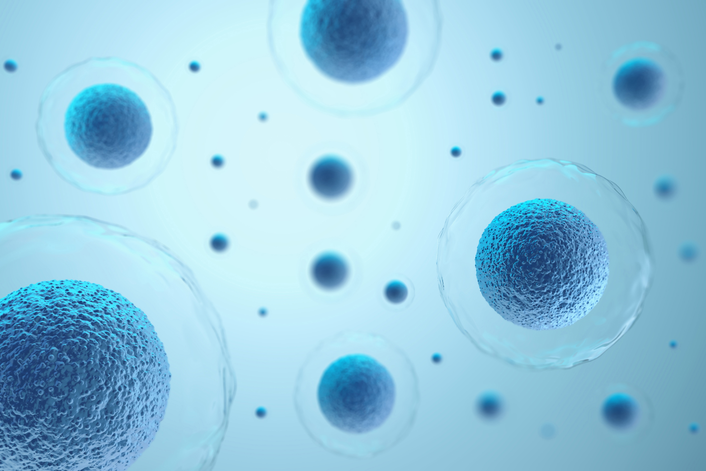 Human cells on a blue background