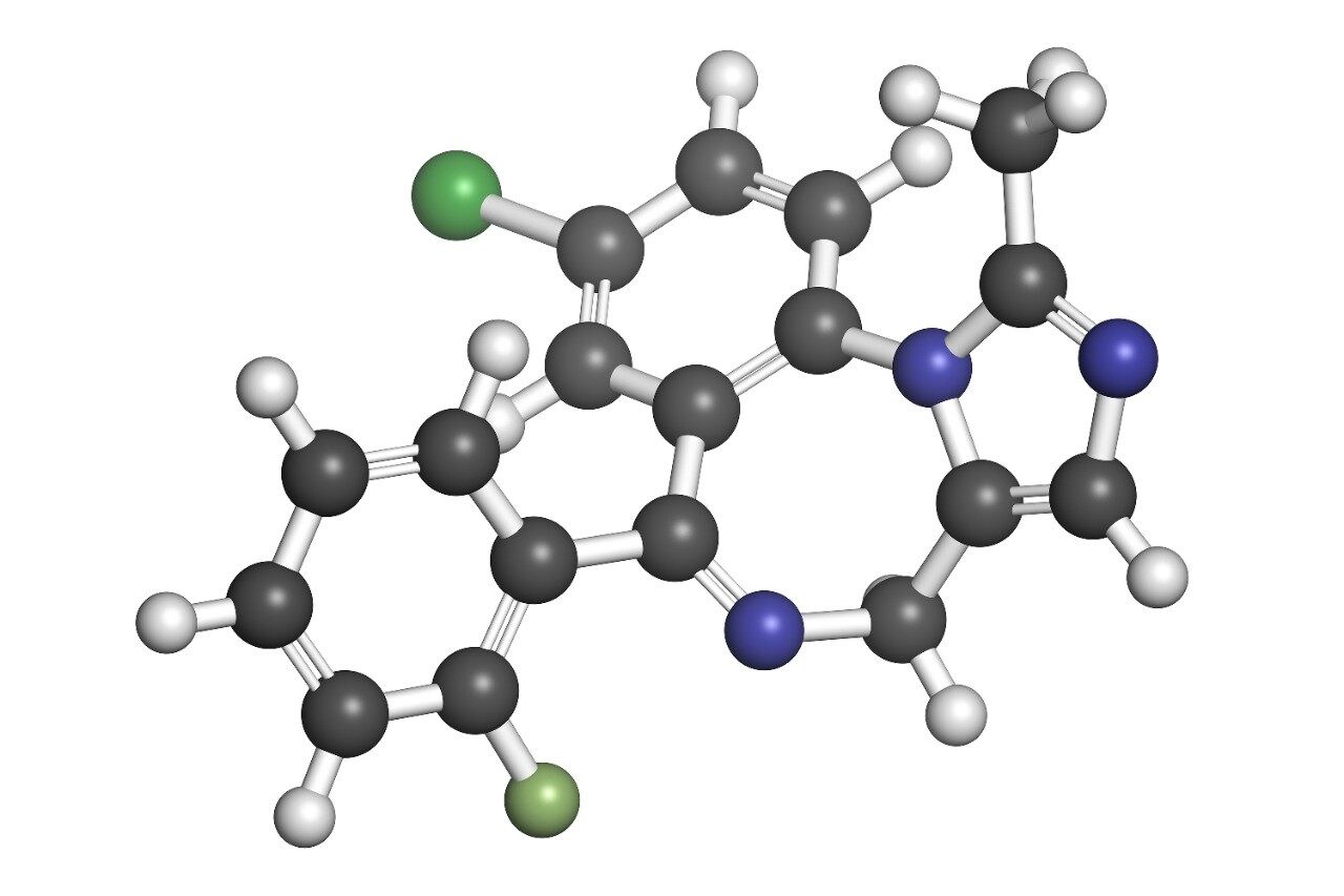 Midazolam benzodiazepine drug molecule