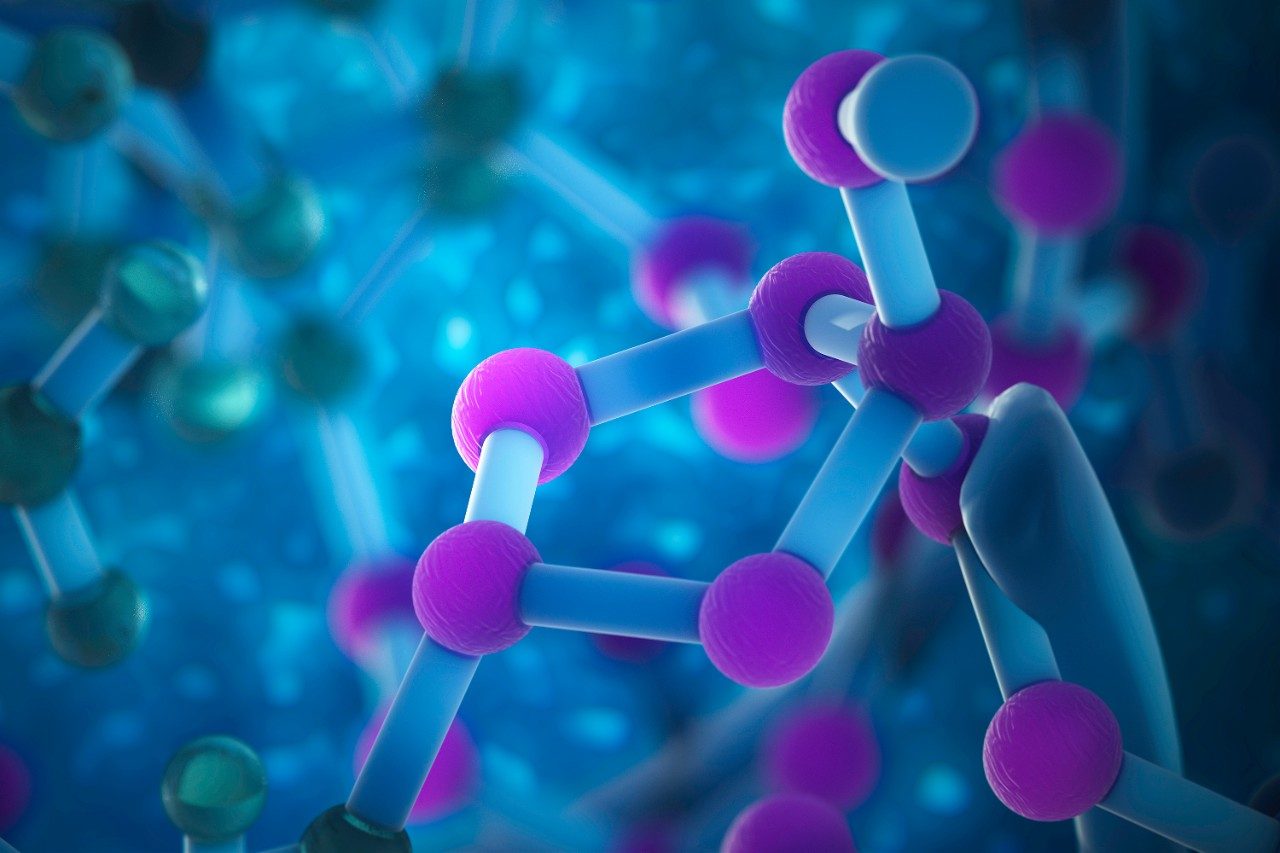 Blue and purple molecule structure