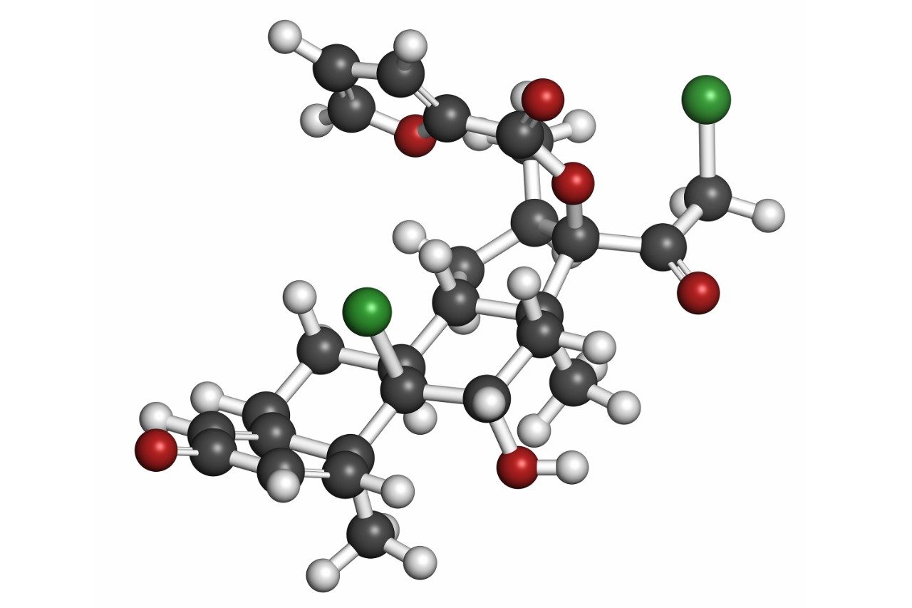 Mometasone furoate steroid drug molecule