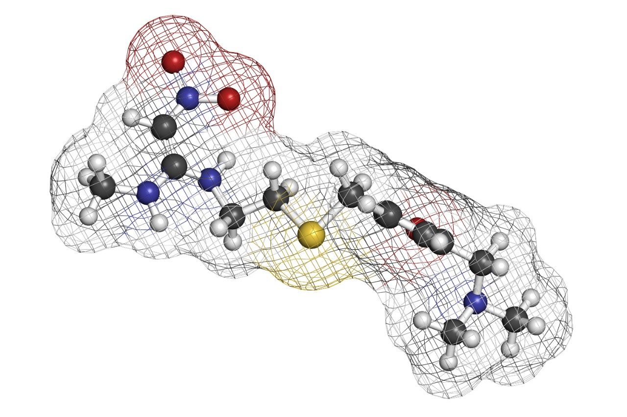 Ranitidine peptic ulcer disease drug, molecule structure