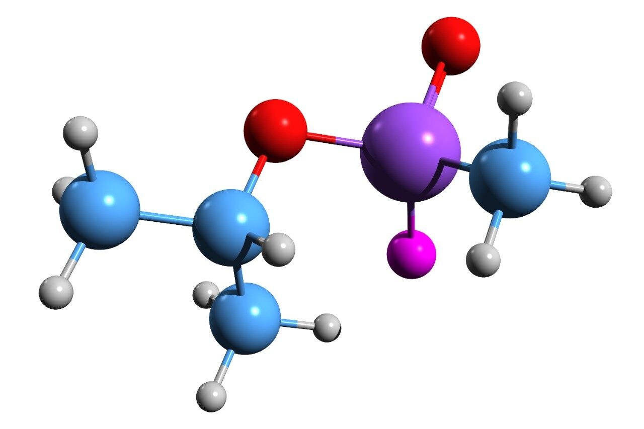 Sarin molecular chemical structure of toxic organophosphorus compound