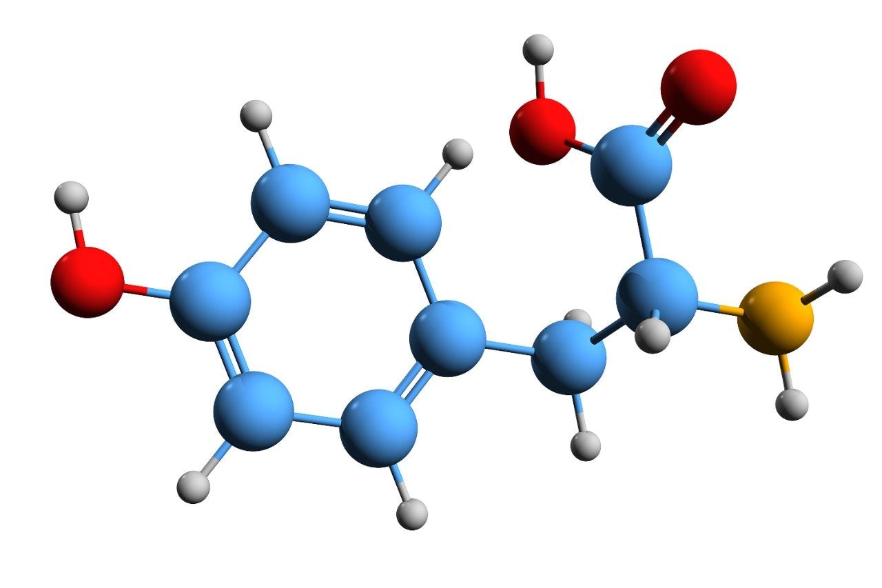 Tyrosine molecular chemical structure of 4-hydroxyphenylalanine