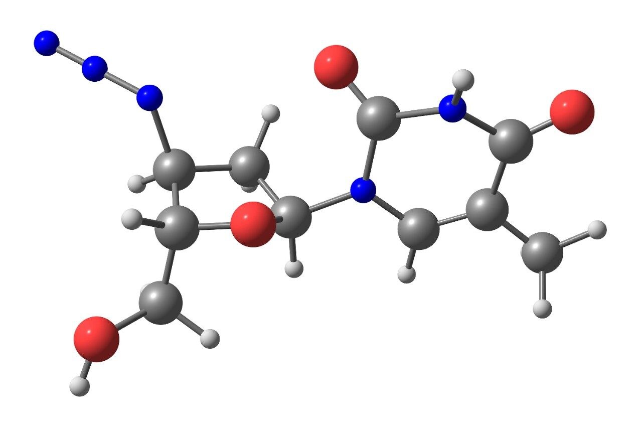 Zidovudine molecule structure; HIV/AIDS treatment