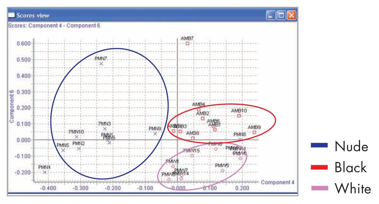 Scores plot for urine.