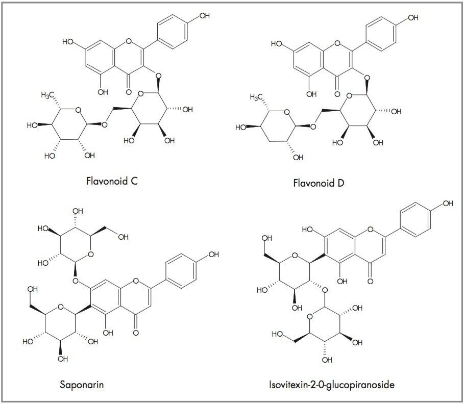 Proposed structures for flavonoids C and D with flavonoids previously identified to be present in Passilfora species..