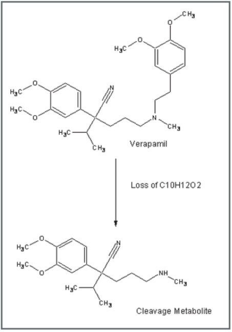 Proposed biotransformation route for metabolic cleavage.