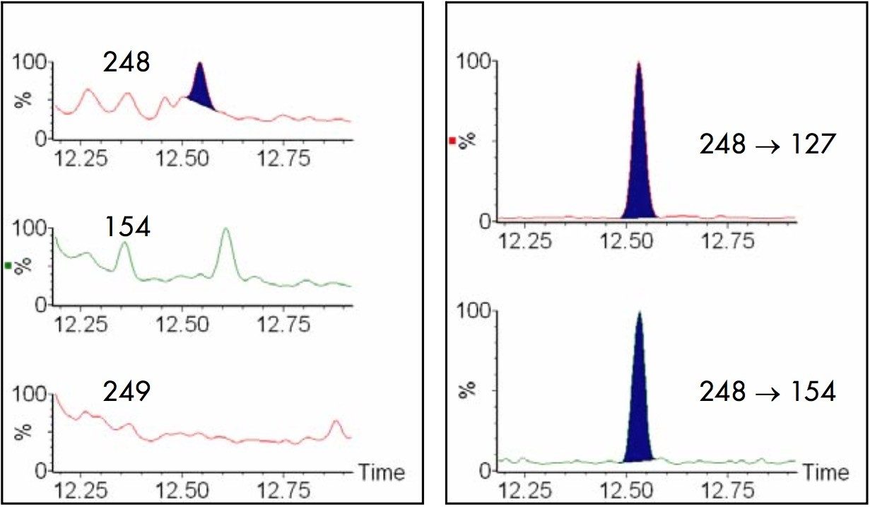 0.025 mg/kg fludioxonil in curry powder using SIM and MRM.