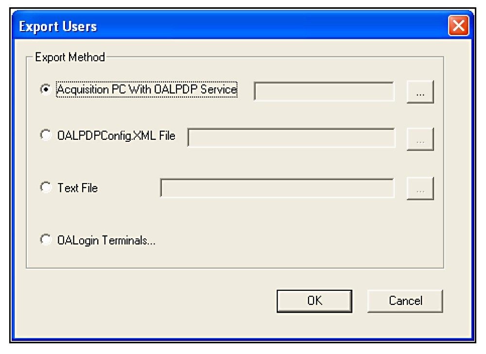  Export users dialog window