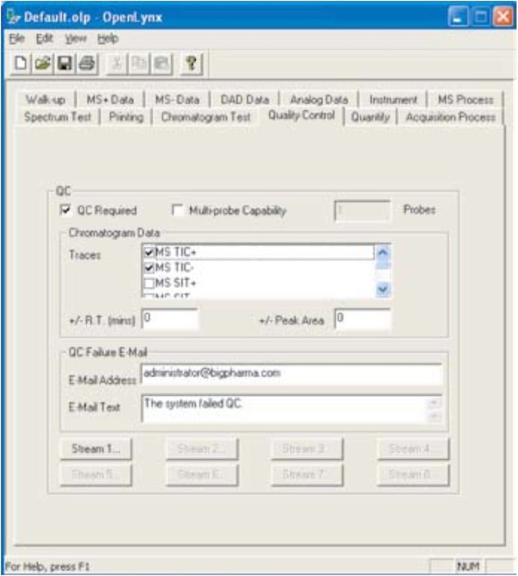 OpenLynx Open Access quality control options