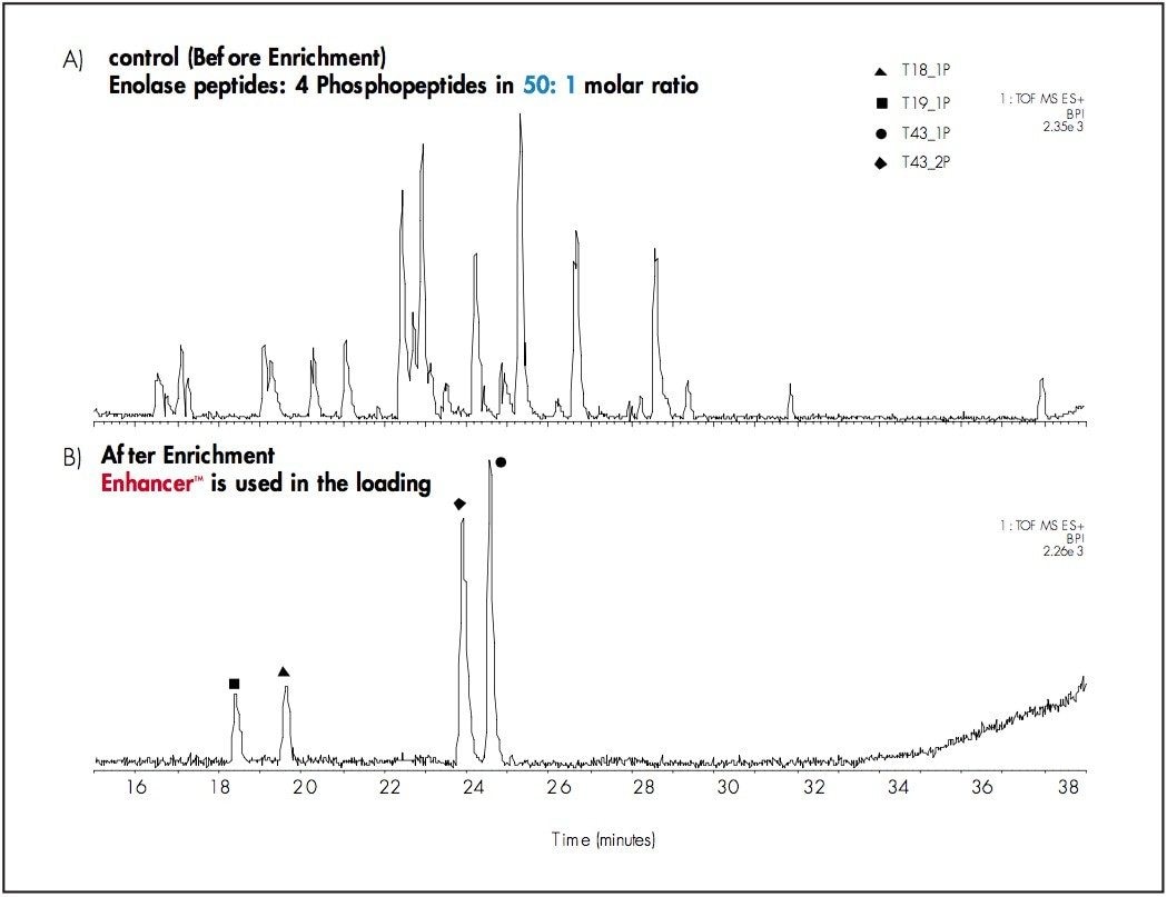 Affinity enriched phosphopeptides.
