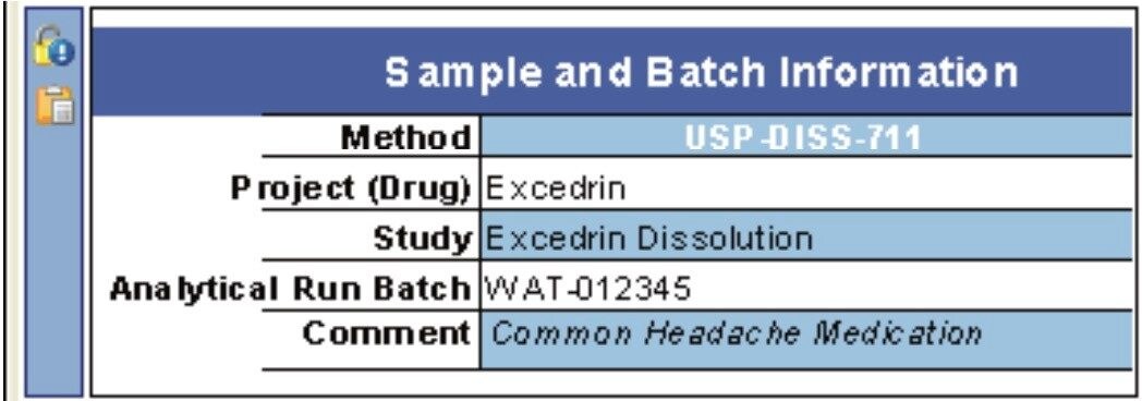 Entering the sample and batch information into the dissolution document.