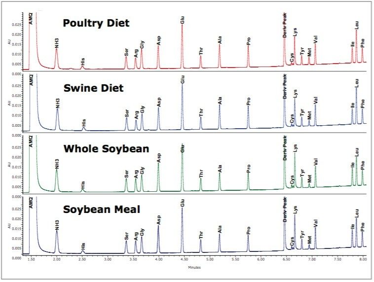  Representative chromatogram for each of the animal feed hydrolysates