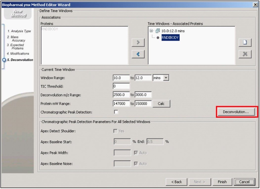 BiopharmaLynx Method Editor screen 