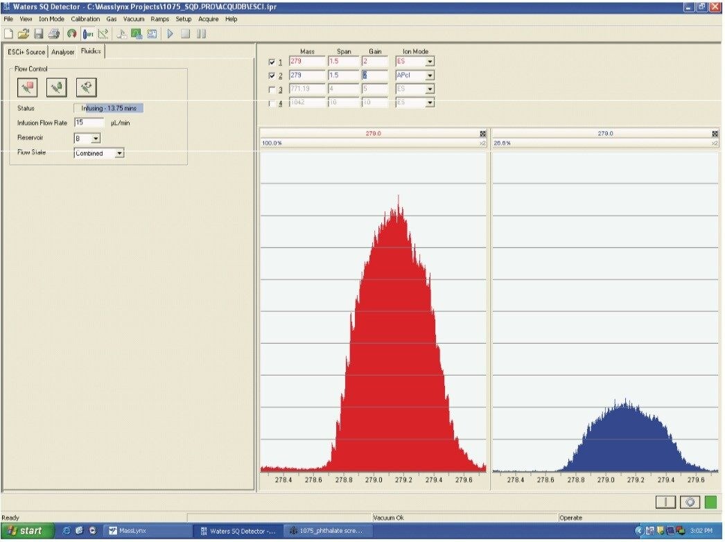 Sample tune page using the ESCi probe