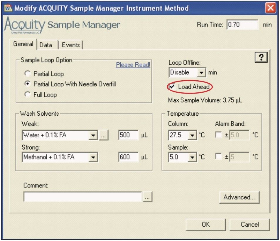  Screenshot showing Load Ahead functionality enabled