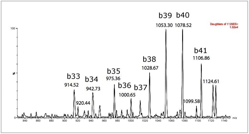  Representative ESI+ MS/MS spectrum for amyloid β 1-42 
