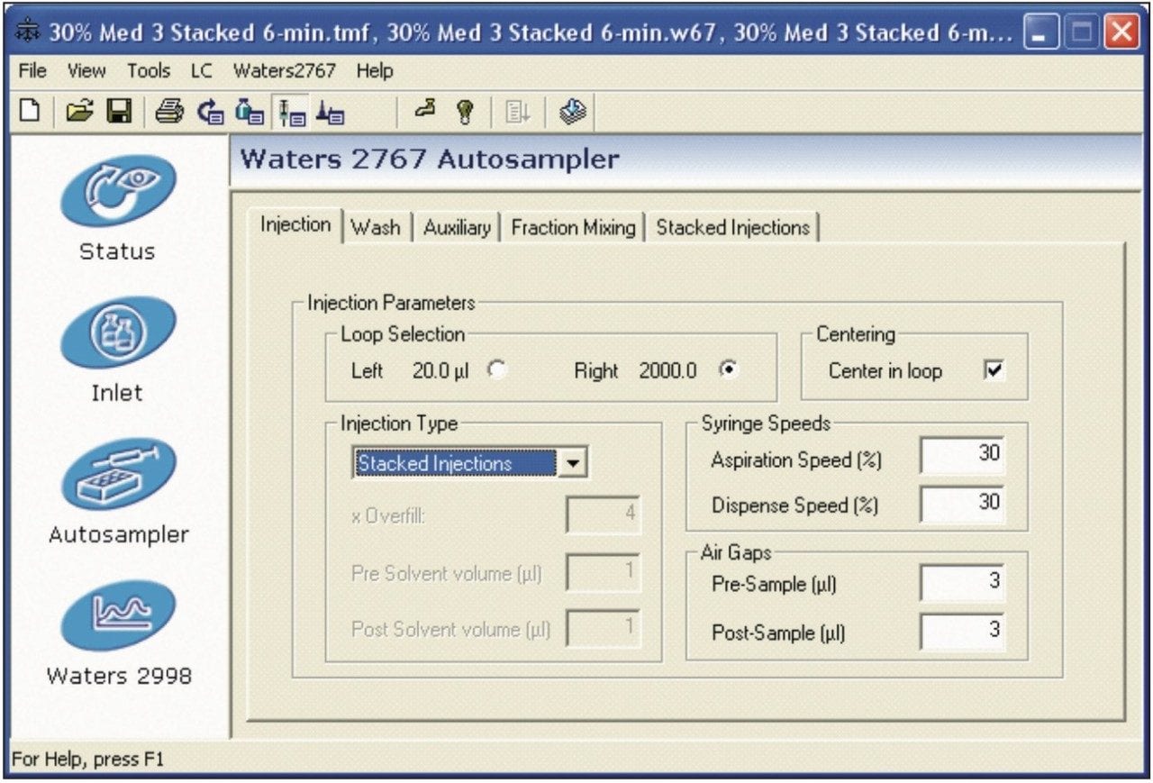  Stacked injection mode is integrated into MassLynx Software