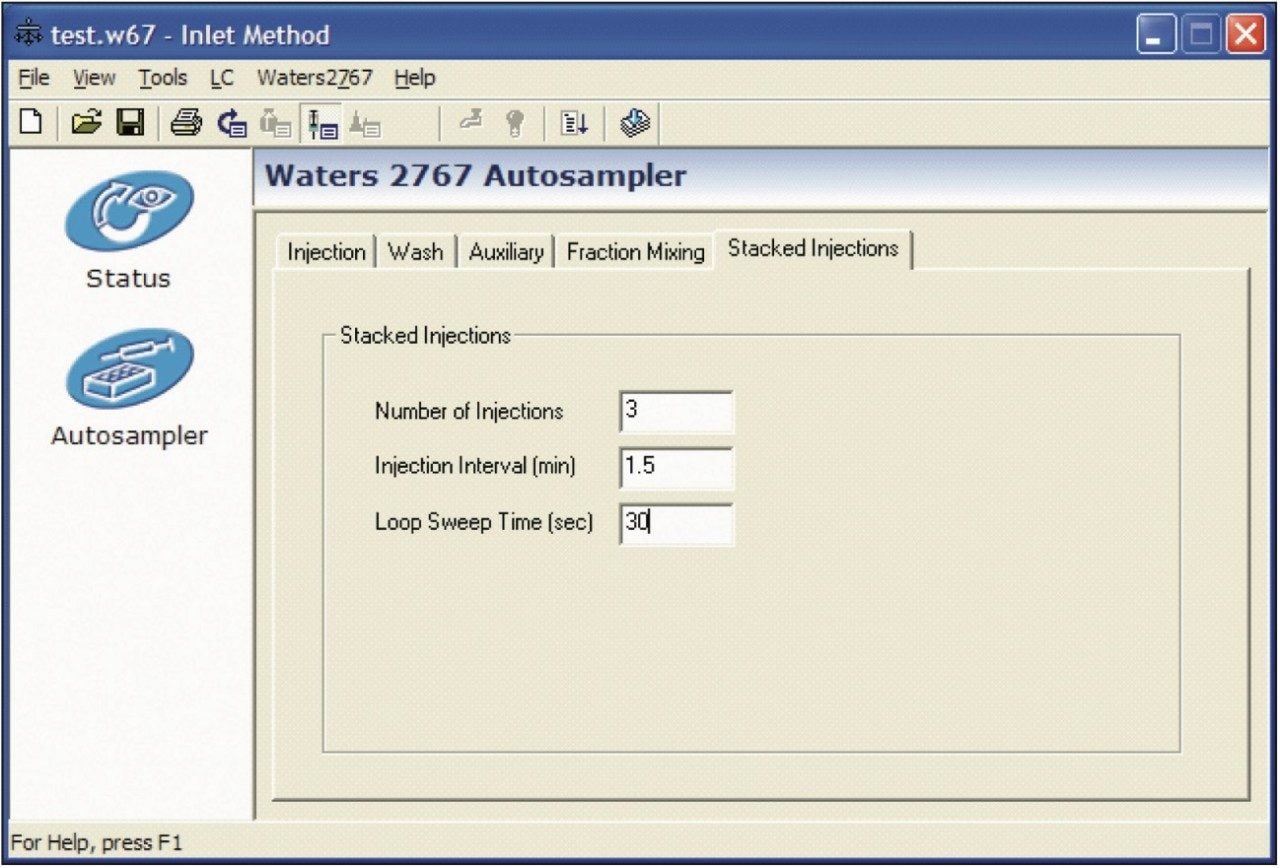  Stacking injection parameters as part of method settings